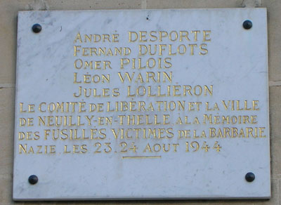 Plaque monument aux mort Neuilly-en-Thelle oise